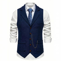 Lancaster waistcoat in Midnight Navy, front view