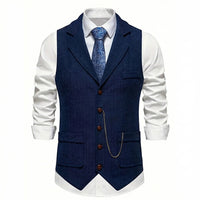 Lancaster waistcoat in Midnight Navy, front view