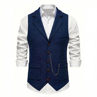 Lancaster waistcoat in Midnight Navy, fabric and chain detail