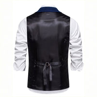 Lancaster waistcoat in Midnight Navy, fabric and chain detail