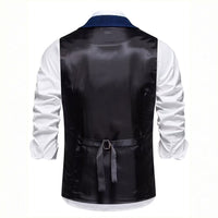 Lancaster waistcoat in Midnight Navy, fabric and chain detail