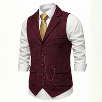 Lancaster waistcoat in Crimson Red, fabric and chain detail