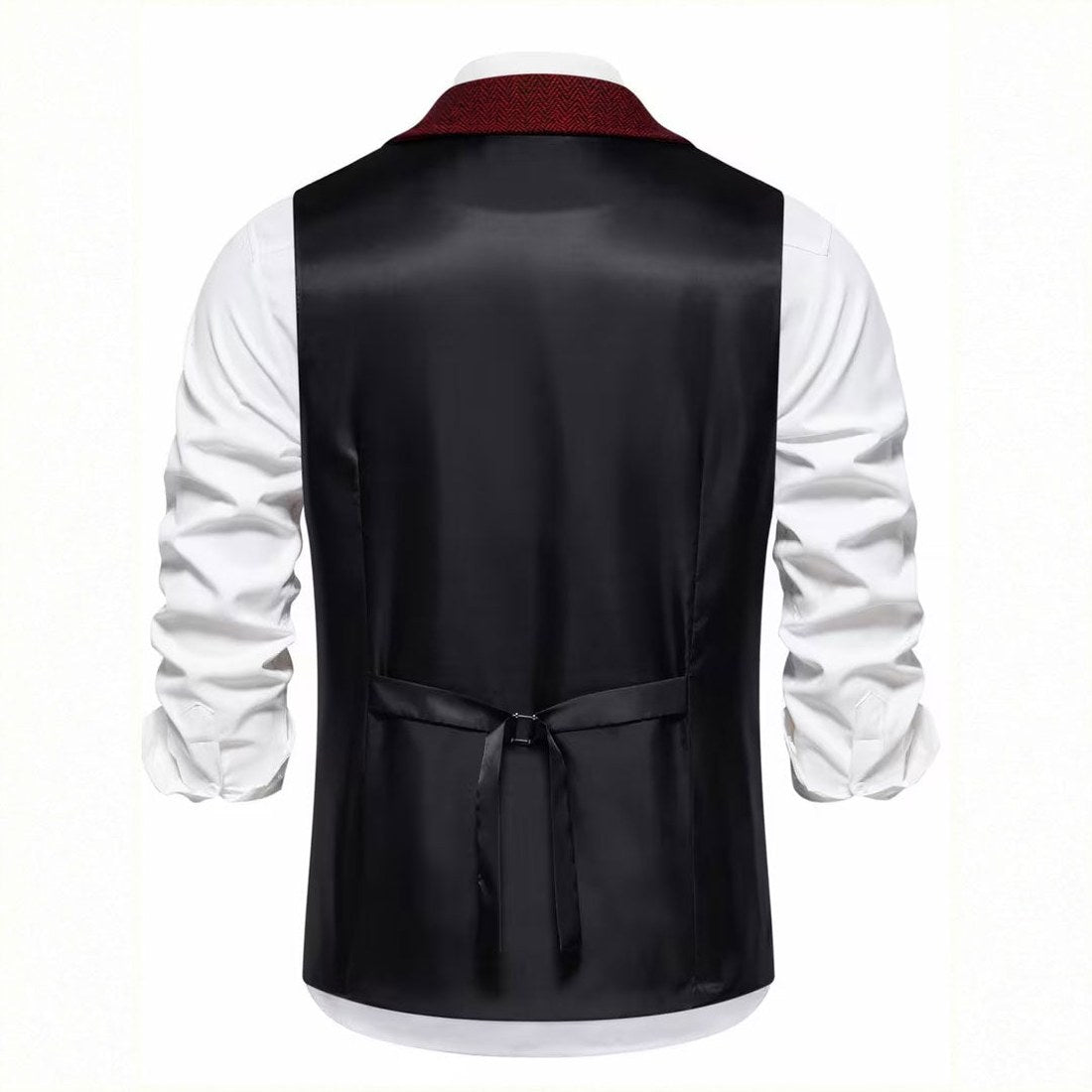 Lancaster waistcoat in Crimson Red, fabric and chain detail