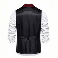 Lancaster waistcoat in Crimson Red, fabric and chain detail