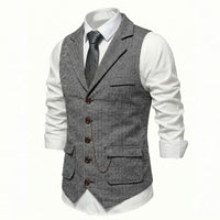 Lancaster waistcoat in Gunmetal Grey, fabric and chain detail