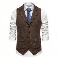 Lancaster waistcoat in Oxford Brown, front view