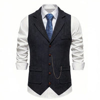 Lancaster waistcoat in Midnight Black, front view