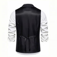 Lancaster waistcoat in Midnight Black, fabric and chain detail