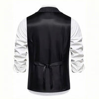 Lancaster waistcoat in Midnight Black, fabric and chain detail