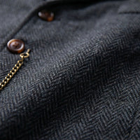 Lancaster waistcoat in Midnight Black, fabric and chain detail