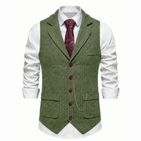 Lancaster waistcoat in Olive Green, front view