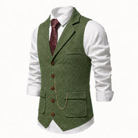 Lancaster waistcoat in Olive Green, fabric and chain detail
