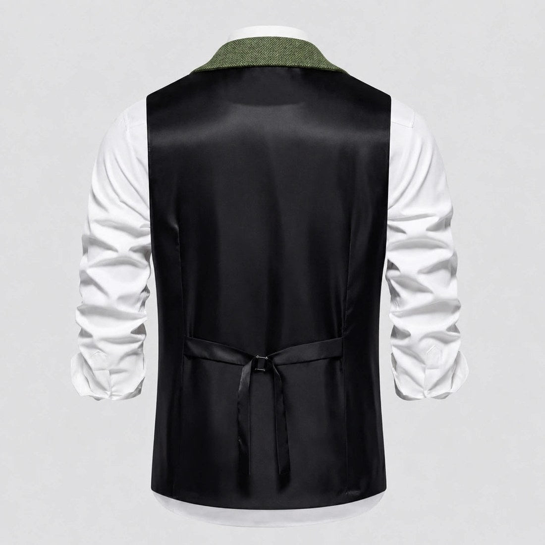 Lancaster waistcoat in Olive Green, fabric and chain detail