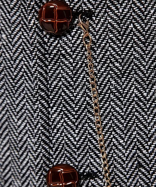 Fabric and button detail of the Lancaster waistcoat